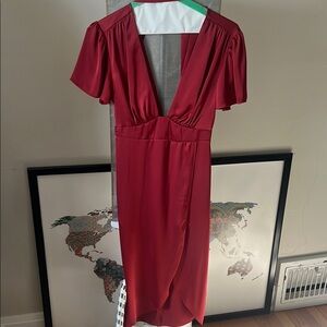 Elegant Red V-Neck Dress